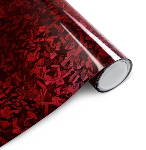 Pellicola Carbonio Forgiato,Rosso,150X30cm,Pellicola Wrapping Auto,Lucido Pellicola Carbonio Wrapping, Arespark Car Stickers Pellicola Vinile Fibra per Moto e Auto