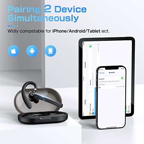 Teimo Bluetooth Headset, Wireless Earpiece With 400Mah Charging Case 55H Playtime, V5.1 Hands-Free Earphones Built-In Mic For Driving/Business/Office, Compatible With Ios/Android Cellphone #TOP3