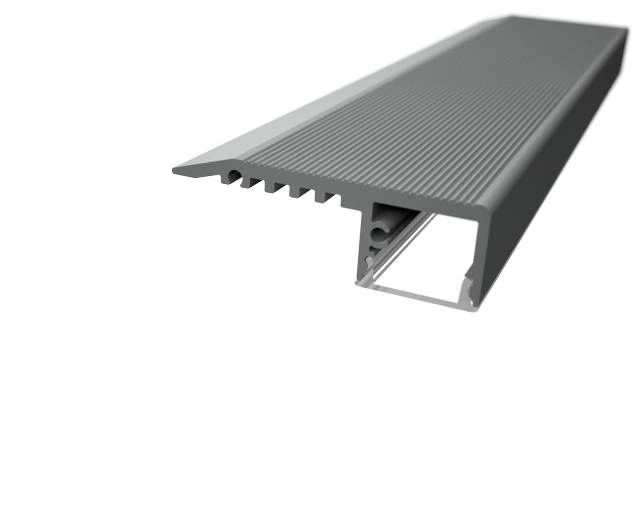 Perfil aluminio 2 m mod. Escalera para luz señalización peldaños tiras LED cubierta mate