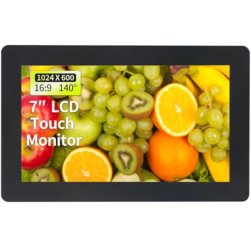 Qcvoruno 7 inch Touch Security Monitor & Displays, HD/BNC/AV/VGA/USB Input, 1024 * 600 Resolution, Built-in Dual Speakers Portable LCD Touch Monitor, Suitable for Game PC DVD DSLR CCTV