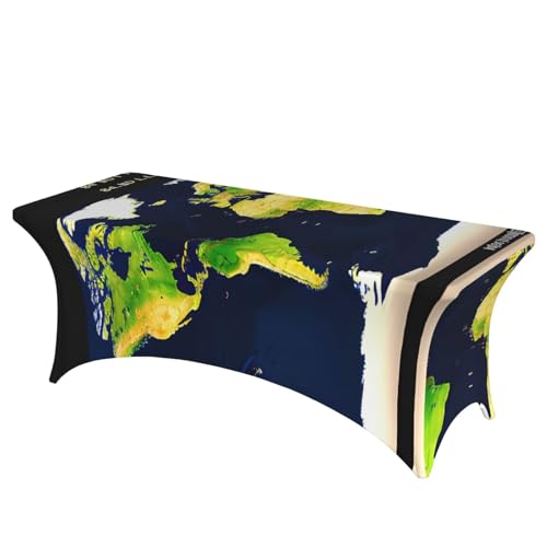 Nappe de table extensible 1,8m en élasthanne imprimé carte du monde pour banquet et fête - 2