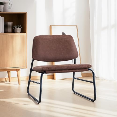 Sillón Armless Detallado Tufted Marrón miniatura 1