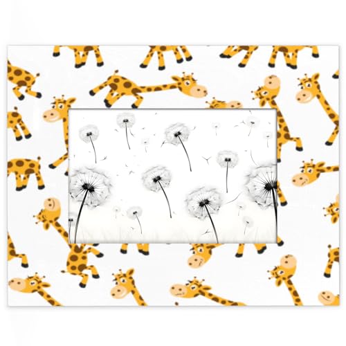 GeMeFv Marco de fotos de madera de jirafa de 5 x 7 pulgadas para mesa y pared, formatos horizontales y verticales, marco de fotos, decoración del hogar y la oficina (animal)