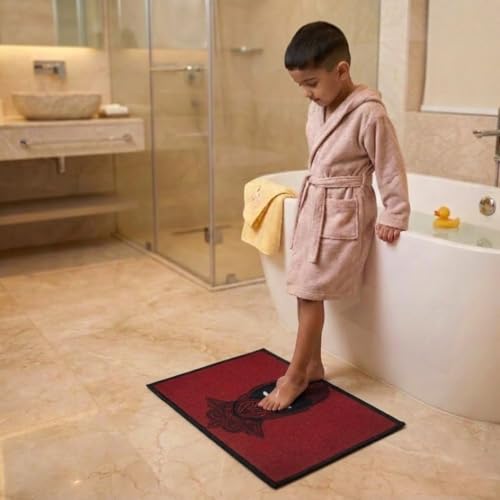 Image of Athom Living Premium Anti Slip Printed Kids Bathmat, Durable Nylon Fabric, Soft Texture, Easy to Clean, Stylish Home Decor Mat for Doorway & Kids Room, 37x57 cm, Multicolor (Marvel Deadpool)
