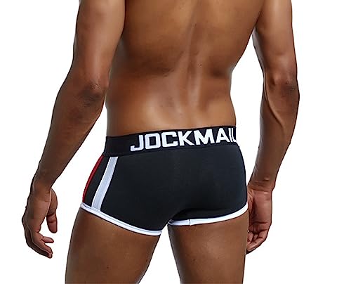 JOCKMAIL Mens Bulge Front Padded Boxer Briefs,Soft Cotton Underwear Double Removable Push Up Cup Trunk One Pack2