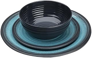 Flamefield GA0112 Granite 12 Piece Melamine Dining Set-Aqua