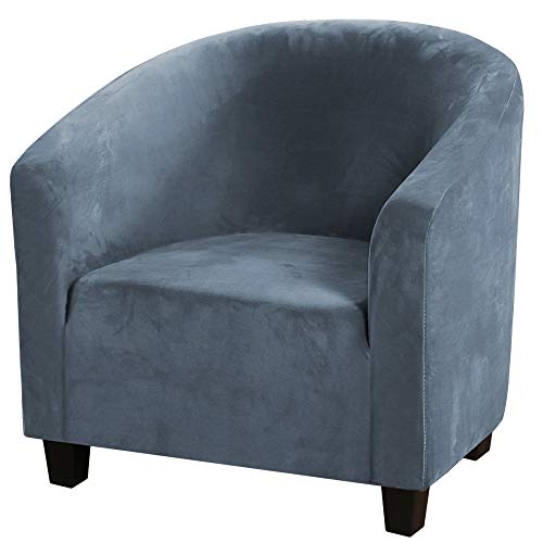 BellaHills Stuhlhussen für Sessel, reichhaltiger Samtstoff, Sesselüberzüge, Stretchbezug, abnehmbar, waschbar, Sofaüberzug für Bar, Wohnzimmer, Empfang (1 Packung, Steinblau)