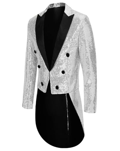 Mens Sequin Jacket Ringmaster Costume Shiny Tux Show Swallowtail Suit for Wedding Dinner Party Outfits WJK001