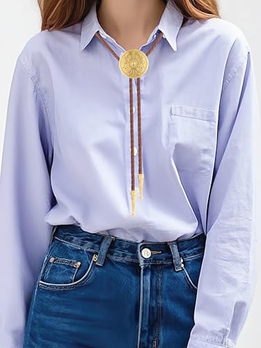 Image of GelConnie Floral Bolo Tie for Men Womens Bolo Tie Necklace Native American Black Men's Bolo Ties Western Cowboy Bolero Ties