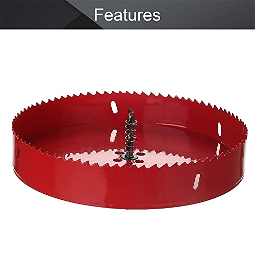 Utoolmart 200mm Bi-Metal Hole Saw M42 High Speed Steel Holesaw Blade 25mm Cutting Depth Opener Cutter Drill Bit with Triangular Handle for Wood Sheet Metal Plastic Fiberboard - Image 3