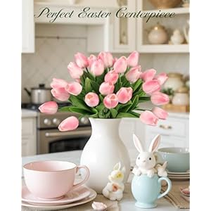 MACTING 30PCS Artificial Tulip Flowers - 13.7" Real Touch Fake PU Tulips Bouquet Faux Spring Flowers for Floral Arrangements Table Centerpiece Kitchen Home Mothers Day Easter Decorations (Peach Pink) MACTING 30PCS Artificial Tulip Flowers 137 Real Touch Fake PU Tulips Bouquet Faux Spring Flowers for Floral Arrangements Table Centerpiece Kitchen Home Mothers Day Easter Decorations Peach Pink