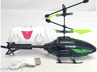 RC Helicopter with Hand Gravity Sensor, Flying Remote Control Toy, Charging with 3D Light & Safety Sensor for Kids Age 4+ Years I Pack of 1 (Black Green)