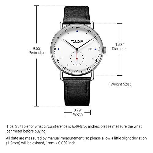 Image of FEICE New Men's Automatic Watch Unisex Classic Bauhaus Mechanical Watch Curved Mirror Waterproof Casual Dress Watches with Leather Bands -FM506