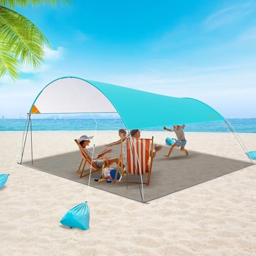 MYMULIKE Strandzelt- 3.2x3.2m, Holds 4 Personen, Strandmuschel UV...