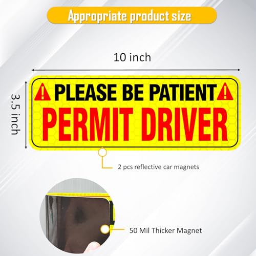 Image of New Driver Permit Signs - Reflective, Patient Please, Car Magnet