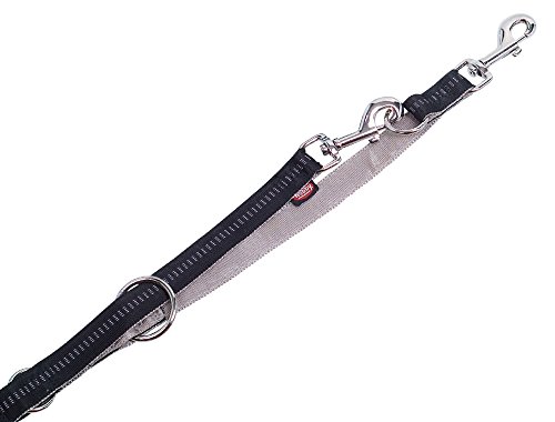Nobby Hundeleine FUN ROYAL – 200 Cm, Schwarz Mit Lederbesatz, 3-fach Verstellbar & Alltagstauglich