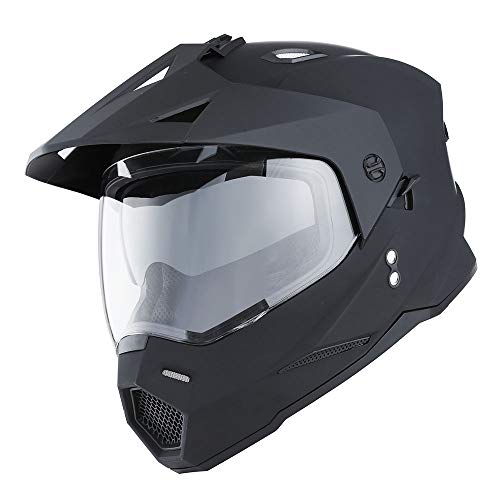 1Storm Dual Sport Motorcycle Motocross Off Road Full Face Helmet Dual Visor Matt Black, Size L #TOP2