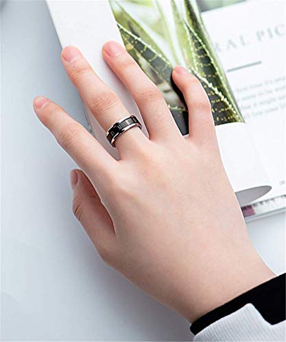 Image of PAURO Unisex Stainless Steel Roman Numerals Spin Worry Ring for Anxiety