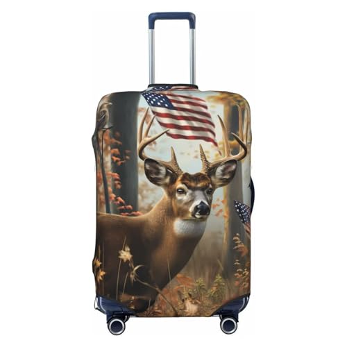 Travel Luggage Cover Protector - American Wildlife Deer Forest Anti-Scratch Suitcase Covers Fits 18-32 Inch Luggage