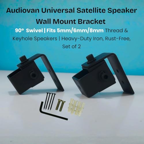 Image of Audiovan Iron Satellite Speaker Wall Mount /Speaker Wall Bracket Thread Hole 5 MM, 6 MM, 8 MM ( /Keyhole Speakers - Universal Type (Speaker Wall Mount, Black)
