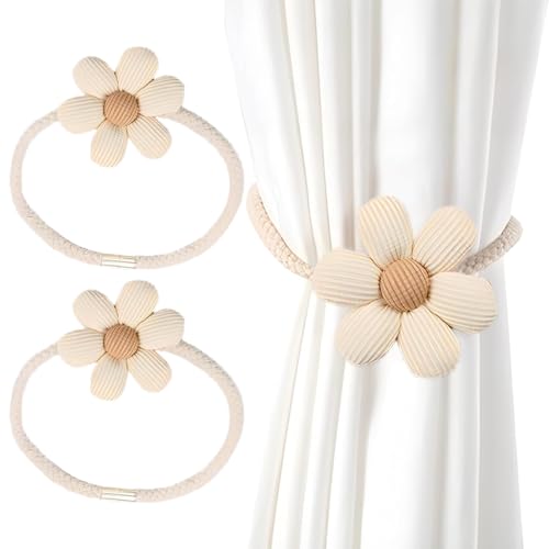 IUSOT Lot de 2 embrasses de rideaux magnétiques en forme de fleur pour rideaux durables - Parfait pour décoration de salon, chambre à coucher, bureau