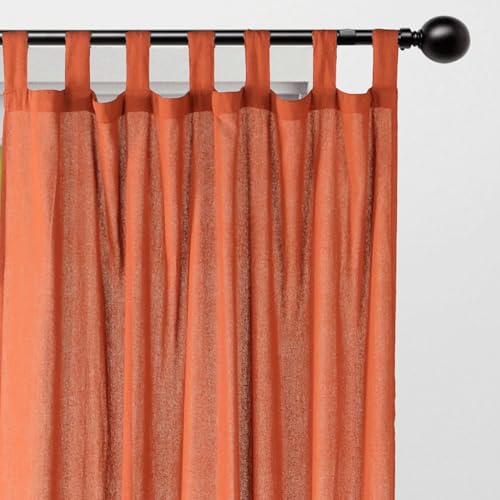 THE ART BOX Natural Gauze Blended Curtains Linen Sabsitute Energy Efficient Light Filtering Tab Top Door Window Treatment 2 Panel Drape for Livingroom (Rust, L 72