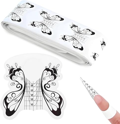 100 St Nagel Schablonen Selbstklebende Butterfly Schwarz Nagelschablonen Modellier-Schablone selbstklebend für Gel-Nägel Nagelverlängerung Modellier-Schablone Selbstklebend für Nailart