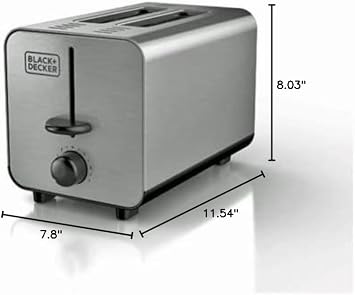 BLACK+DECKER 2-Slice Stainless Steel Toaster | 2-slice toaster with extra-wide slots, 7 shade settings and removable crumb tray.
