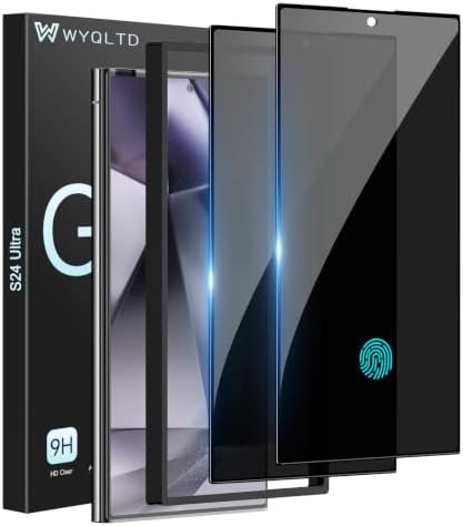 2 Pack for Samsung Galaxy S24 Ultra Privacy Screen Protector Tempered Glass, Anti-Spy, Fingerprint unlocking, Full coverage, S24 Ultra Accessories, Case Friendly, Easy Installation