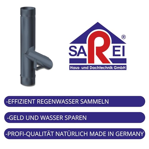 SAREI Regenrohrklappe für Dachrinne, anthrazit, Fallrohrklappe aus Aluminium, Regenwasserklappe, Wasser sparen, Regen nutzen, 100 mm Nennweite