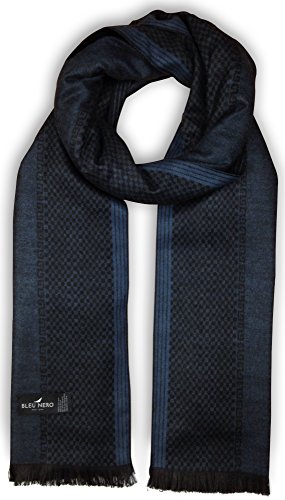 Bleu Nero Luxurious Winter Scarf for Men and Women  Large Selection of Unique Design Scarves  Super Soft Premium Cashmere Feel Blue Black Vertical