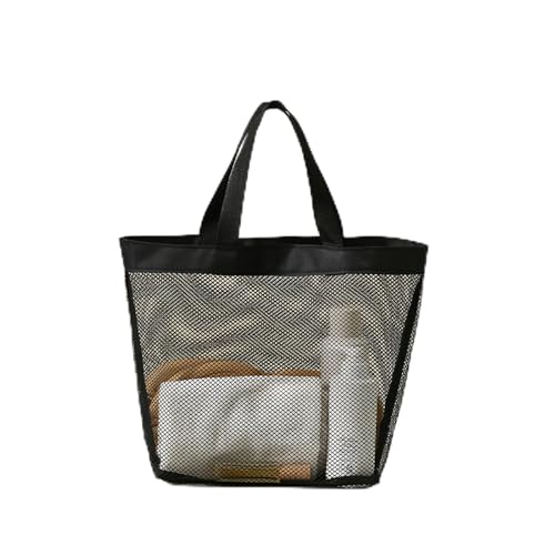 Bolsas de praia de malha para mulheres, sacola para a família para férias essenciais, Preto
