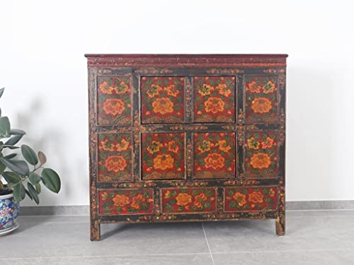 Yajutang Commode tibétaine avec de magnifiques figurines peintes à la main