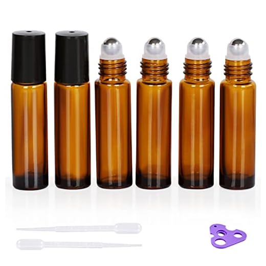 Essential Oil Roller Bottles, 6 Pack Hoa Kinh 10ml Empty Glass Amber Roller Bottles UV Protection with Stainless Steel Balls