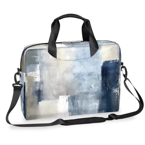 Bolsa para portátil gris azul beige con textura artística miniatura 1