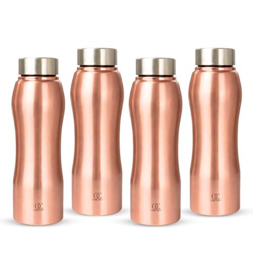 Image of Omichef Stainless Steel Water Bottle 1L (Pack of 4) | Copper Finish | Fridge Safe, Leak Proof, BPA Free | Ideal for Home, Office, School & Gym
