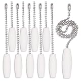 [Style rétro] chaînettes pour ventilateur de plafond est conçu dans un style rétro, avec une forme élégante et une couleur argent et blanc.