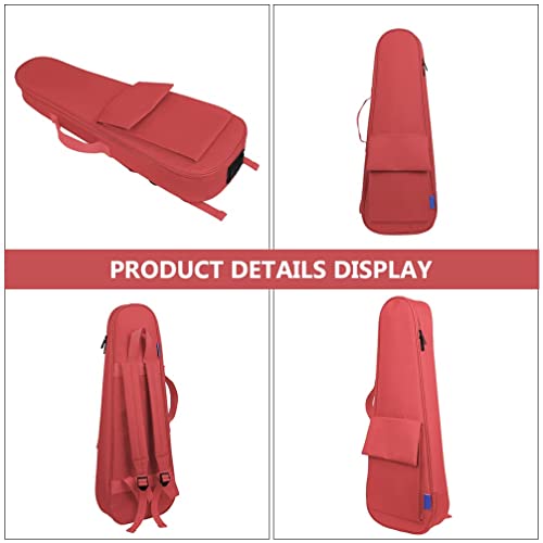 Image of Ukulele Durable Case Bag Cover 24 Inch Red Color Compatible for 24 to 26 Inch Guitar