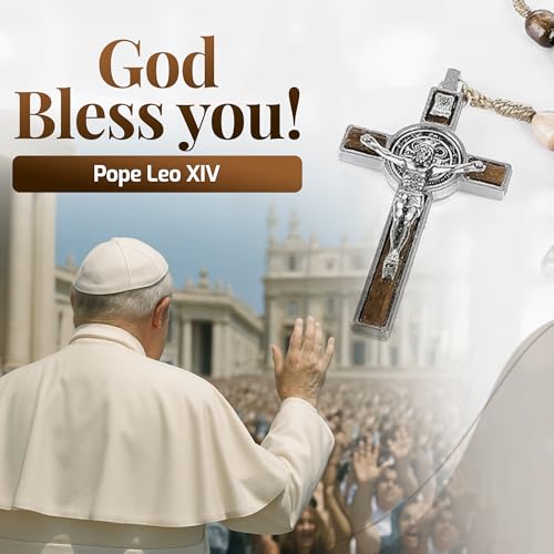 Genuine Made in Italy Blessed by Pope Francis Rosary Necklace rosary for car rearview mirror rosarios catolicos para hombre Medal Cross Saint Benedict Patron Saint of Students, Christian Values Honor