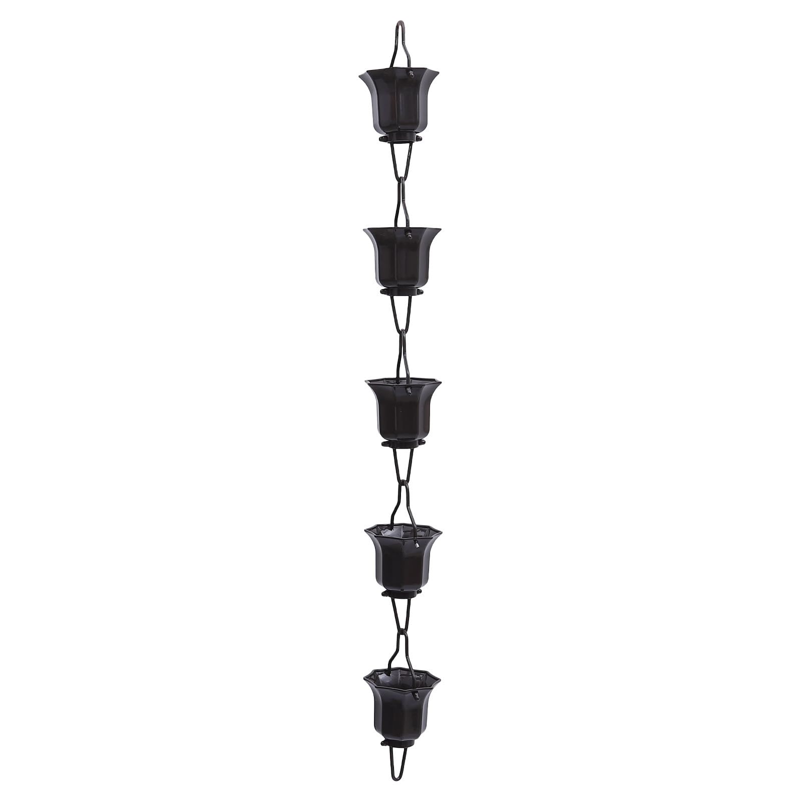 Cadena de lluvia decorativa de aluminio color café con copas de loto conectables para canalón