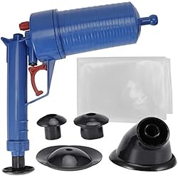 Bomba Para Desague Fregadero Émbolo de Inodoro, Potente Herramienta de Eliminación de Obstrucciones de Limpiador de Drenaje Manual con 4 Adaptadores para Inodoro, Desagües de Piso, Fregadero, Bañera de Baño
