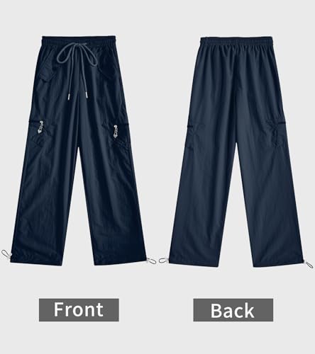 Image of Cargo Pants for Girls Parachute Baggy Joggers Elastic Waist Wide Leg Hip Hop Dance Outfits Size 7-14