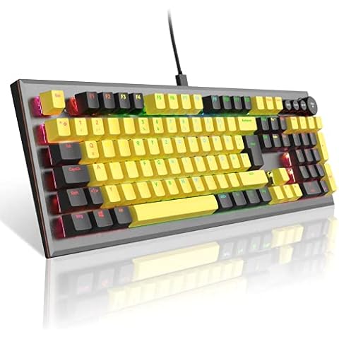 Mechanische Gaming-Tastatur, PowerLead kabelgebundene Tastatur Rainbow RGB Backlit 104-Tasten-Gaming-Tastatur mit Abnehmbarer programmierbare Einstellungen Cover