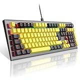 Mechanische Gaming-Tastatur, PowerLead kabelgebundene Tastatur Rainbow RGB Backlit 104-Tasten-Gaming-Tastatur mit Abnehmbarer programmierbare Einstellungen mit N-Key-Flip für Windows