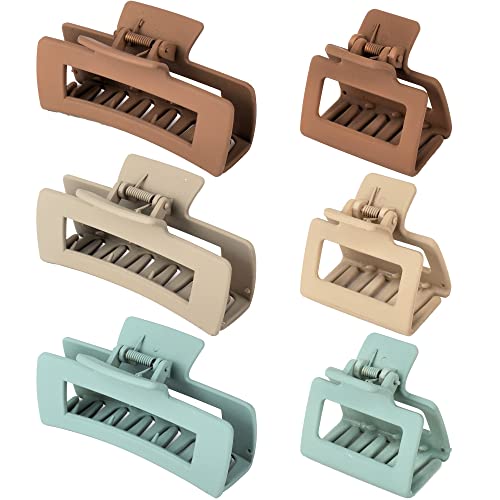 79Style 6pcs Big Hair Claw Clips Square Hair Clips For Thick Hair Claw Clips Medium No Slip Banana Jaw Hair Claw Hair Clamps For Women Fashion Hair Styling Accessories (3pcs 4.3 Inch+3pcs 1.9 Inch)