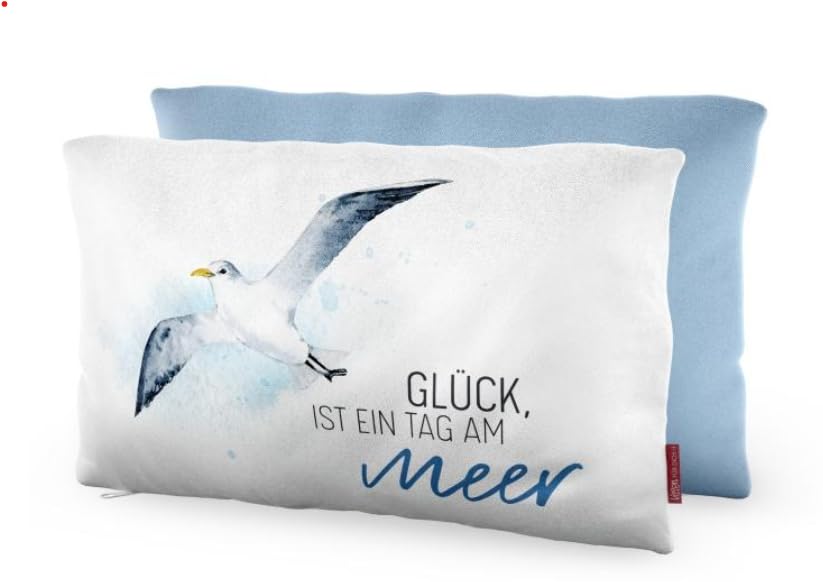 Coussin douillet mouette 25x40 cm Le bonheur est un jour à la mer