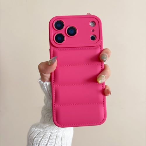 Housse d'hiver antichoc coque doudoune iPhone 14 Pro silicone souple rose