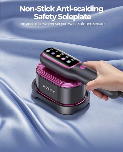 Image of Travel Steamer for Clothes Portable: Handheld Steam Iron 1200W 350F - 5 Adjustable Steam Anti-Drip 15s Heat Up - Large Ceramic Panel 110-120V