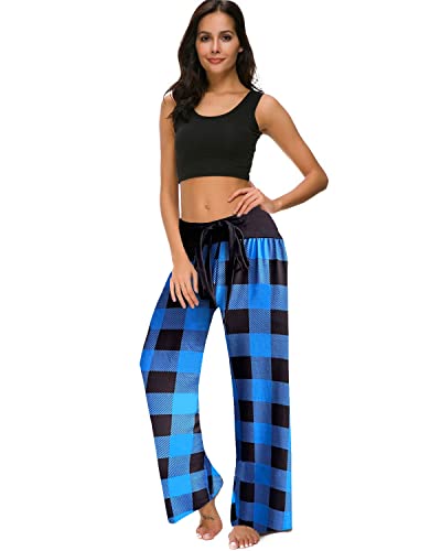 Image of NEWCOSPLAY Women's Comfy Pajama Pants Casual Drawstring Palazzo Lounge Wide Leg Pants