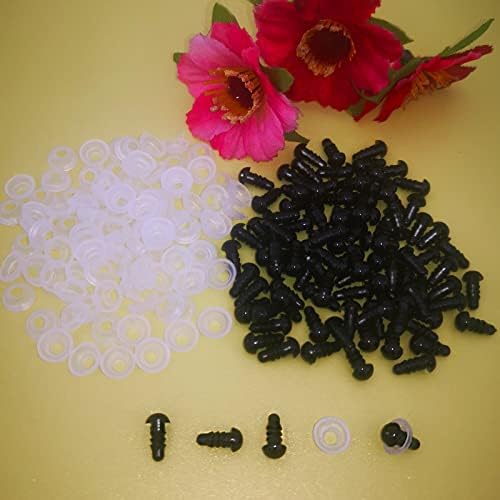 FANGZIDM 100PCS Safety Eyes with Washers 6mm Black Plastic Toy Eyes For Doll Making DIY Crafts